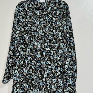J. Jill Floral Long Sleeve Layered Tunic Blouse